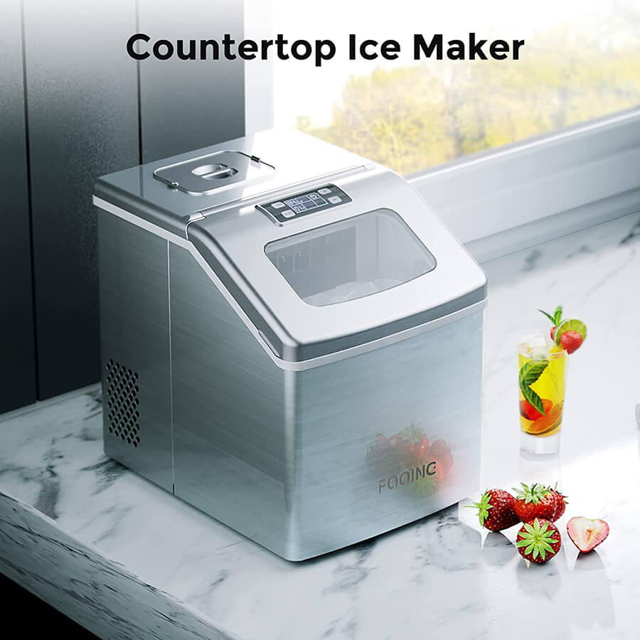 Ice Maker, Self-Cleaning Ice Machine with Ice Scoop and Basket, 40